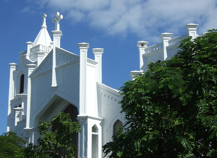 White Church with clear blue skies