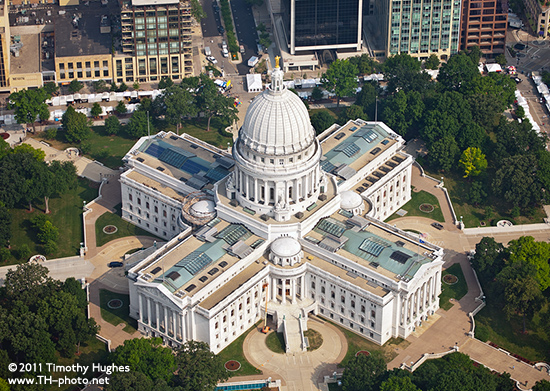 aerial photo of Wisconsin State Capital in Madison