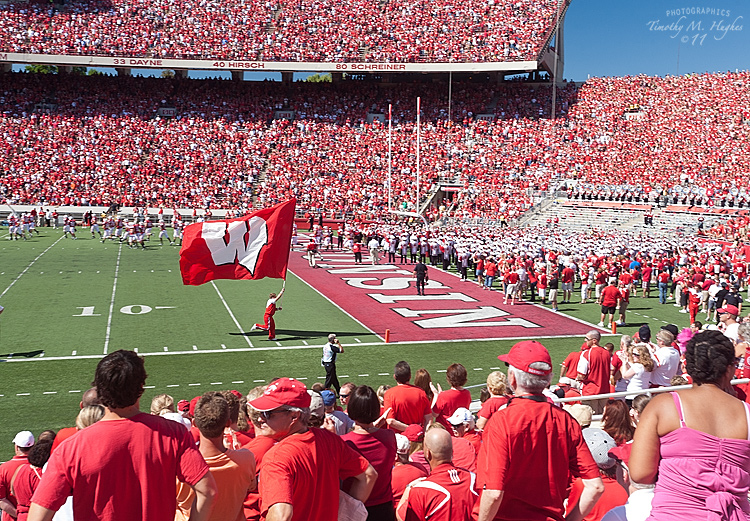 General view of Wisconsin Badger football game at Camp Randall Stadium in Madison, Wisconsin