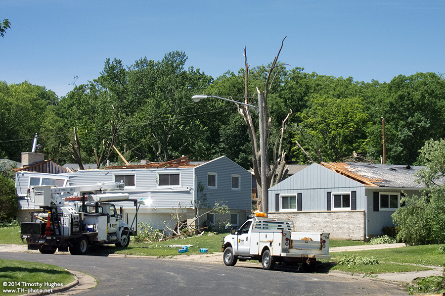 Damage from tornado in Madison, Wisconsin on June 17, 2014