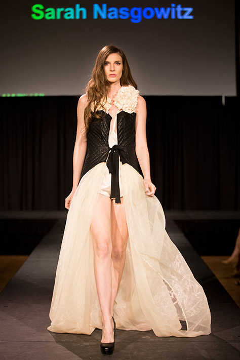 Runway model at UW Fashion Week 2015. Designer: Sarah Nasgowitz