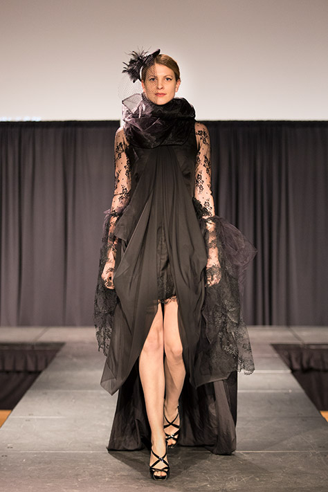Female runway model at UW Fashion Week 2015.