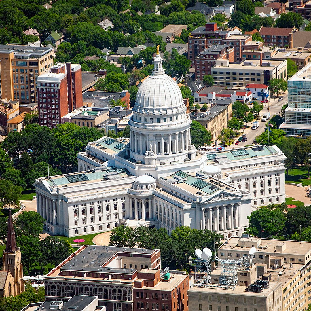 Wisconsin Capital Building aerial view