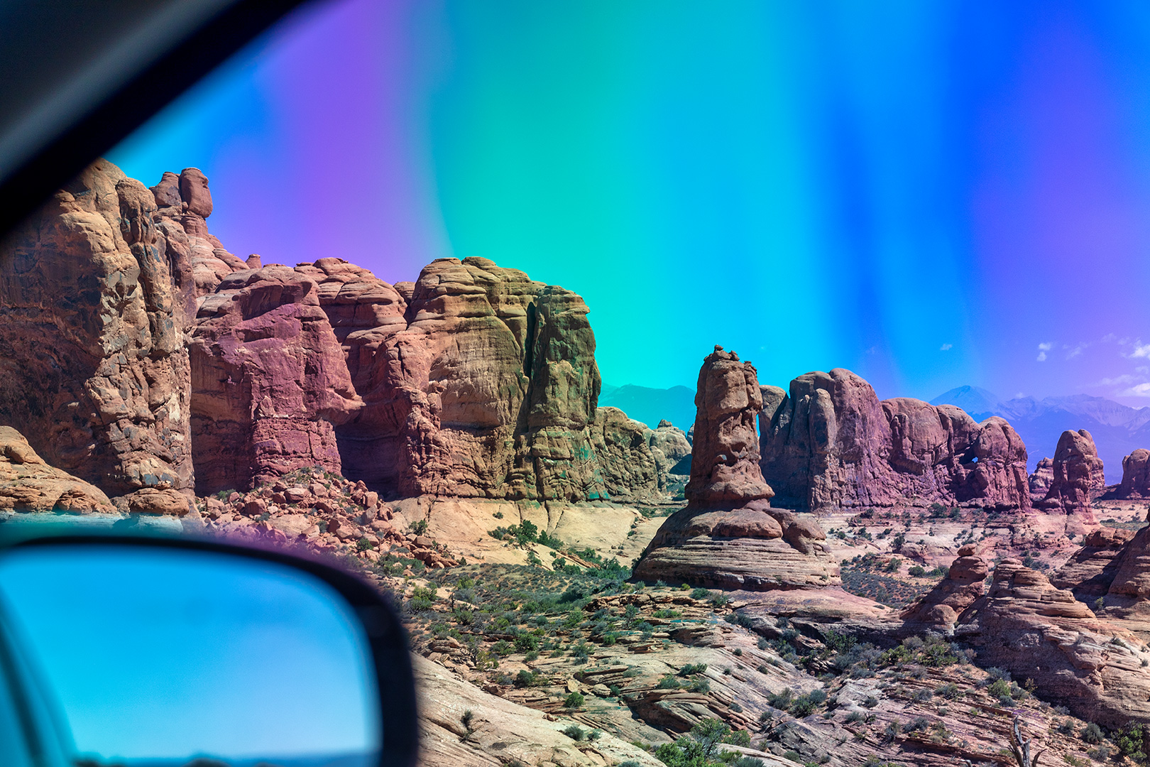 Arches Park from car