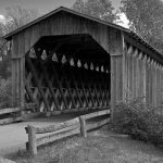 Covered bridge black and white art photo