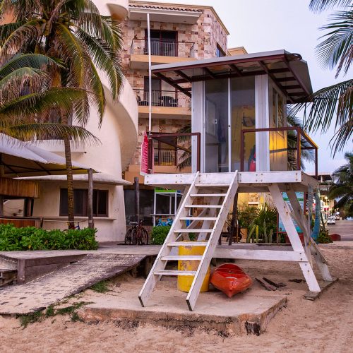 A Lifeguard stand in Playa del Carmen, a resort town in Mexico