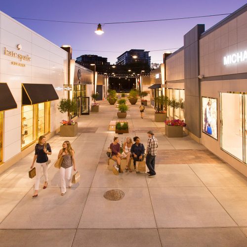 Outdoor mall at twilight