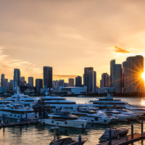Miami harbor and skyline