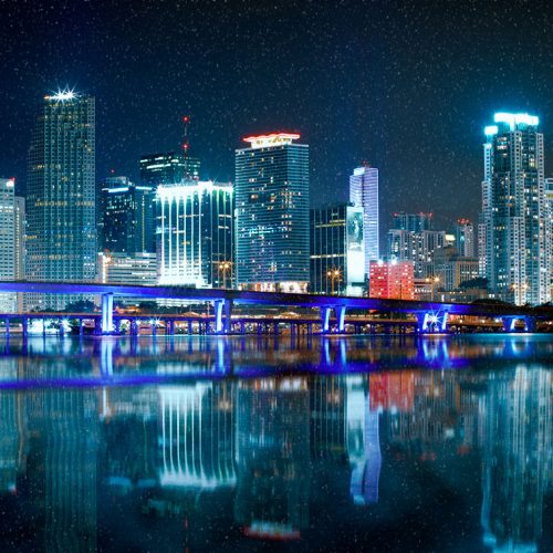 Miami scifi blue cyberpunk scene