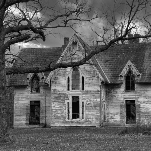 Gothic, old home in black and white