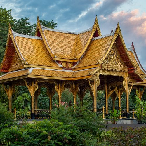 Outdoor, gold Thai pavilion