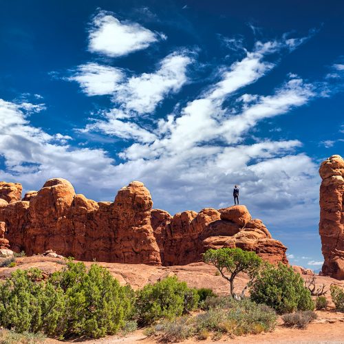 A rock climber in Utah on the rocks