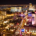 Aerial photo of the Las Vegas strip at night