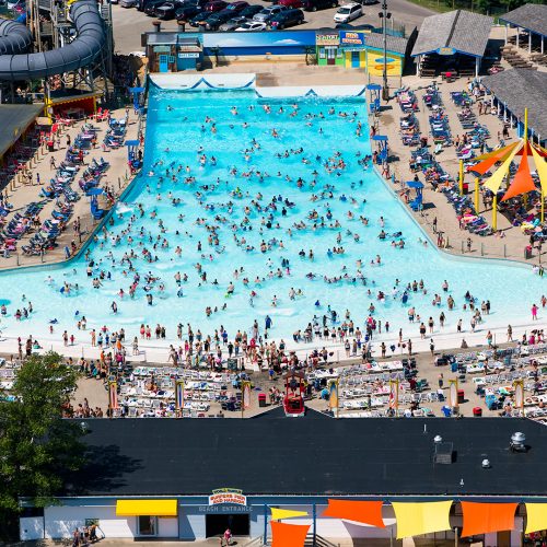 Aerial photograph of a summer waterpark in the Wisconsin Dells.