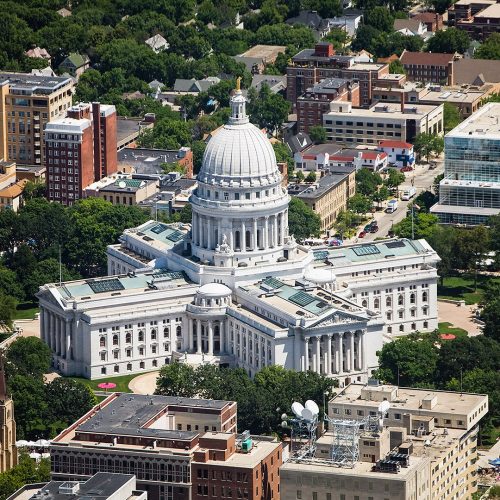 Aerial photo of Wisconsin Capital in Madison