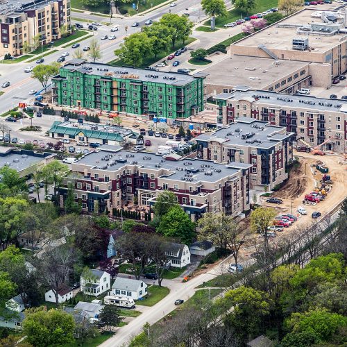 Building construction aerial photo