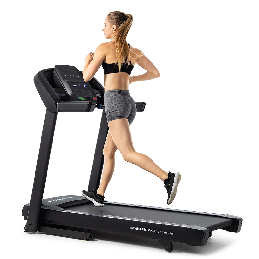 Model running on treadmill