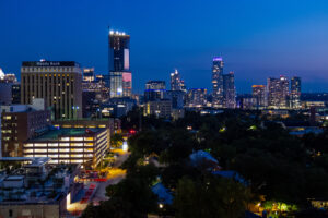 Austin cityscape at night