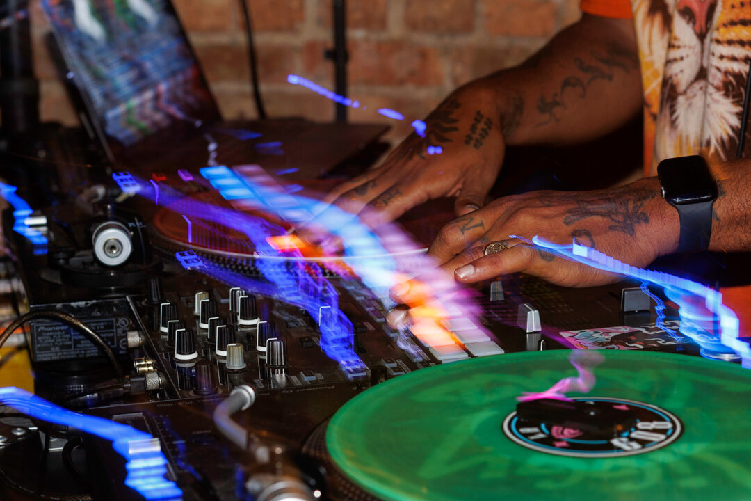 Close up DJ hands